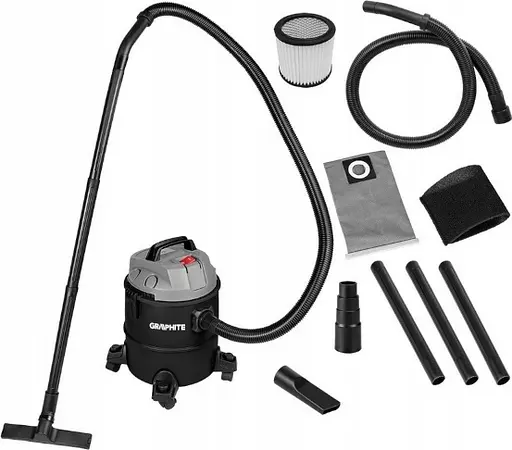 Пылесос профессиональный Graphite 1200 Вт 18 кПа контейнер 20 л колеса - фото 2