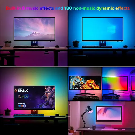 BTF-LIGHTING ПК Світлодіодне підсвічування Мікросхема WS2812B RGB IC для 13–39 дюймів Синхронізація кольорів з чотирьох сторін - фото 7