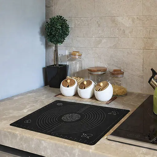 Силиконовый кондитерский коврик для раскатки теста 45х64 см Черный 88292 - фото 7