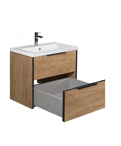 Тумба Мойдодир Line Craft 60 з умивальником Cosmo 60 дуб крафт/Чорний - фото 2