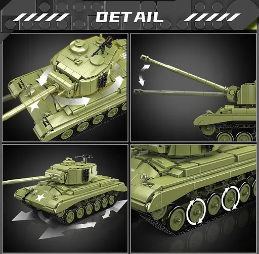 Конструктор танк М26  на радіокеруванні Mould King   Pershing Tank Technik військова техніка для дорослих та дітей 1054 деталі - фото 4