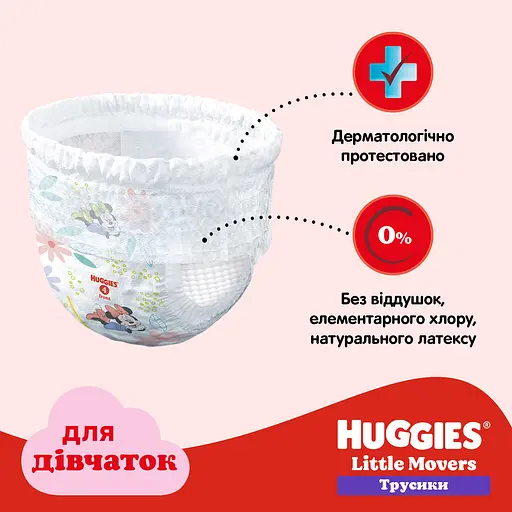 Уцінка. Набір підгузки-трусики для дівчаток Huggies Little Movers Pants 6 (15-25 кг) 60 шт. - фото 10