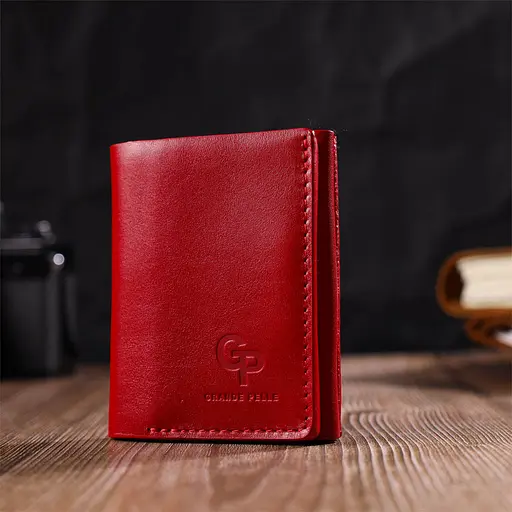 Кожаный женский кошелек Grande Pelle 8х10х1.5 см acs0025868 - фото 6