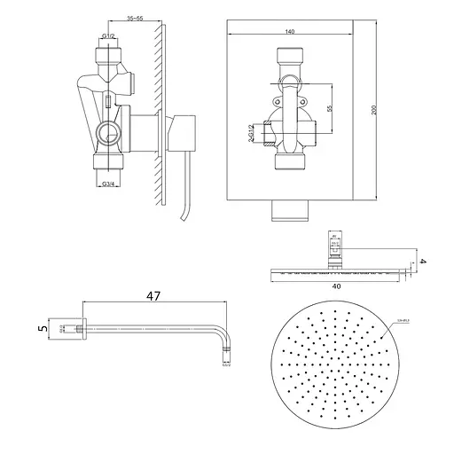 Душевая система Kohlman Axis 40 chrome + BOX скрытого монтажа QW220NR40, Хром - фото 2