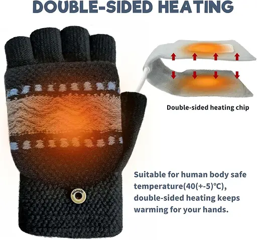 Рукавички з підігрівом USB для жінок та чоловіків, рукавички для підігріву рук для набору тексту, рукавички без пальців - фото 4