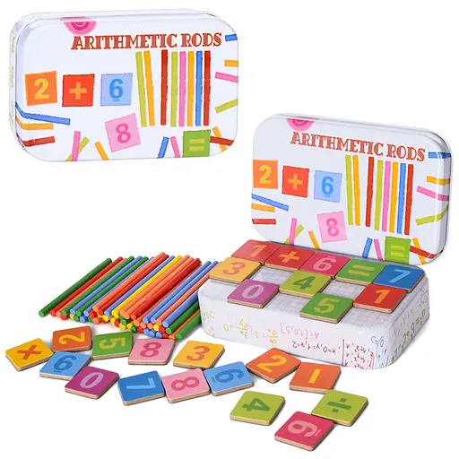 Дерев'яна іграшка Набір першокласника MD 1887 цифри, знаки, числові палички - фото 2