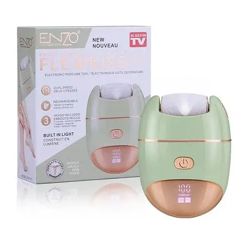 Електрична пемза Flewkiss pro Enzo EN-7101 зі змінними насадками для пяток 5 Вт Салатовий - фото 1