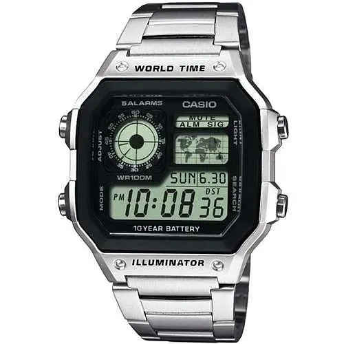 Сталеві чоловічі наручні годинники Casio оригінал Японія Collection AE-1200WHD-1AVEF зі сталевим браслетом