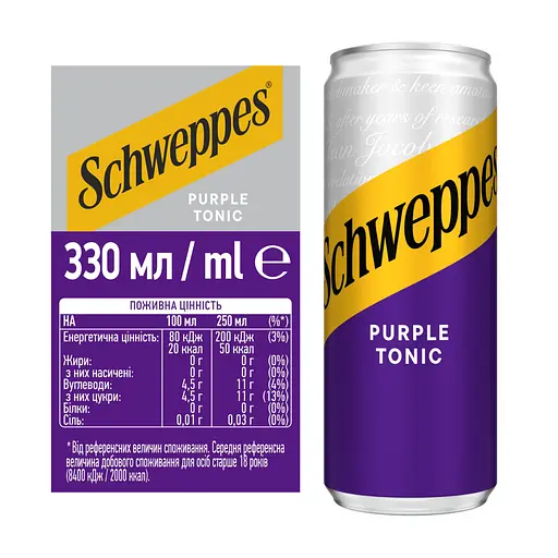 Напій Schweppes Purple Tonic безалкогольний сильногазований 330 мл - фото 3