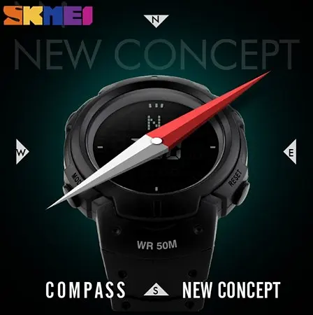 Чоловічий годинник з компасом Skmei 1231 чорні - фото 6