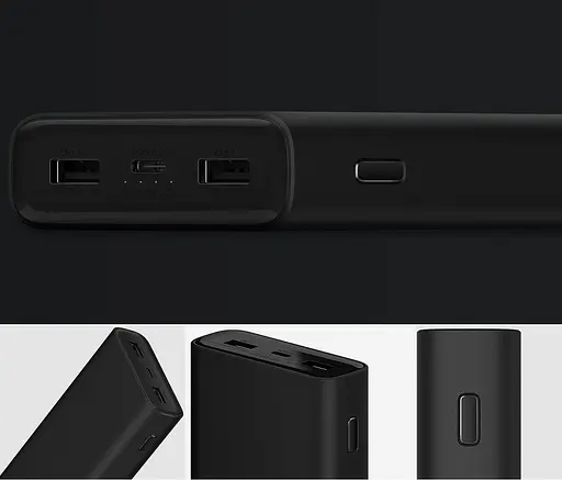 Зовнішній акб Xiaomi Power Bank 3 Pro PLM07ZM 2*USB+Type-C 20000mAh Чорний - фото 5