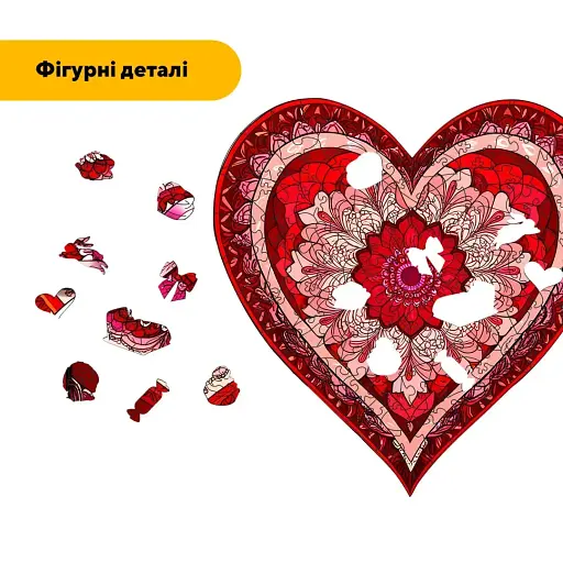 Деревяний фігурний пазл Мозаїка Серця, А5, Картонна коробка 35 елементів - фото 3