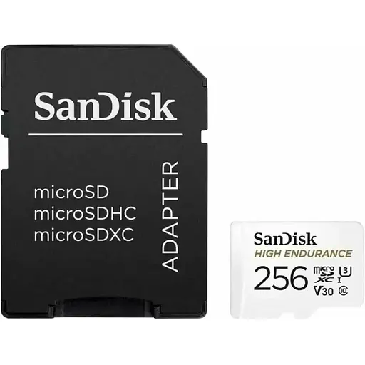 Карта памяти SanDisk microSDXC 256 GB UHS-I High Endurance U3 V30 R-100MB/s + SD Adapter (SDSQQNR-256G-GN6IA) [141836]