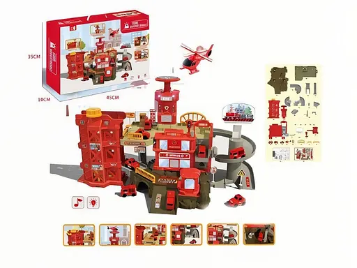 Трек ZX 064 A Пожежна станція звук, підсвічування, 3 машинки, механічний підйомник - фото 2