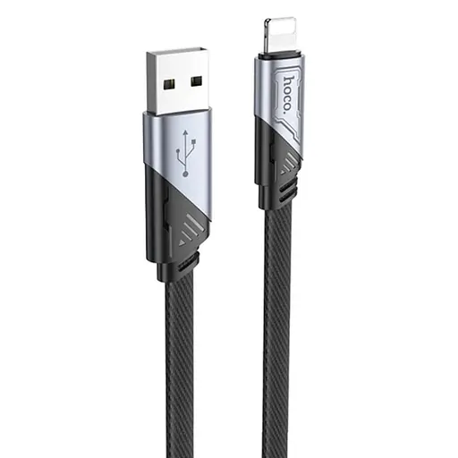 Кабель HOCO U119 USB to iP 2.4A, 1.2m, nylon, aluminum connectors, Black - фото 1