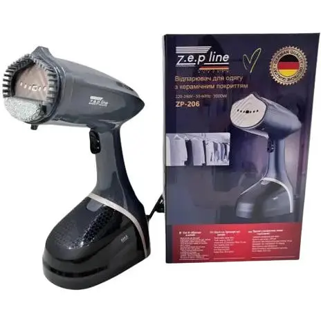 Ручний вертикальний відпарювач Zepline ZP-206 з керамічним покриттям 3000 Вт для одягу 4500 мл Сірий - фото 1