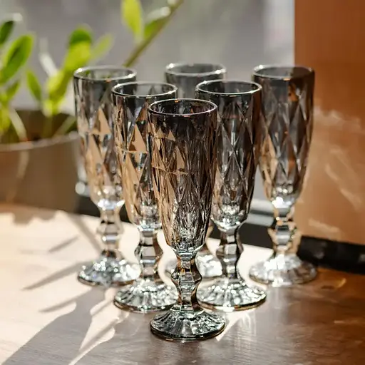 Набор бокалов для шампанского Fractal 6 штук по 180 мл. HP-19-268 прозрачный бокал для напитков игристого вина - фото 2