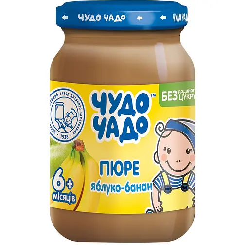 Упаковка пюре Чудо-чадо Яблуко і банан без цукру 1.02 л (170 мл х 6 шт.) - фото 2