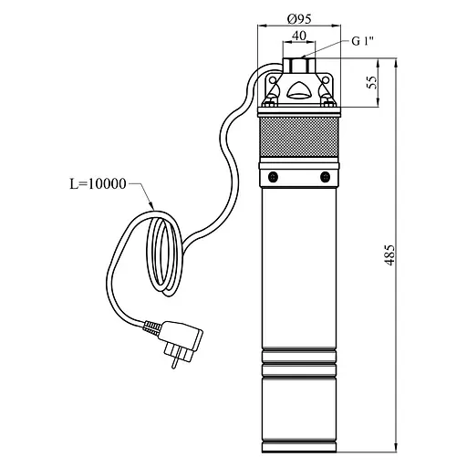 Насос глибинний відцентровий 4SKM 100C з вбудованим конденсатором (CV035068) - фото 5