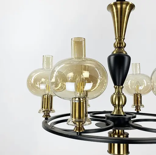 Класична підвісна люстра з 7 янтарними плафонами | Арт. ZL 1570/6 A | Line F - фото 4