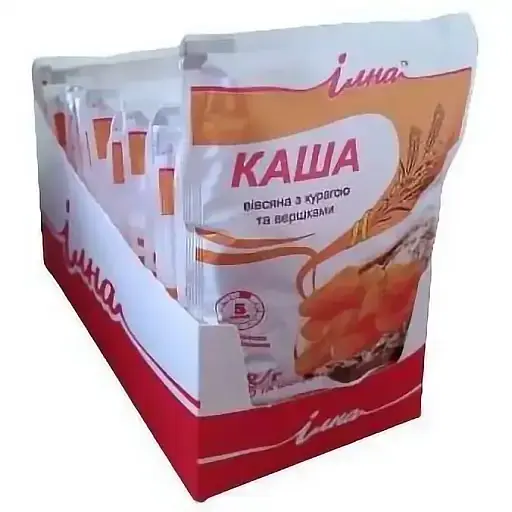 Каша швидкого приготування Ілна вівсяна з курагою та вершками 800 г (20 шт. х 40 г) - фото 1