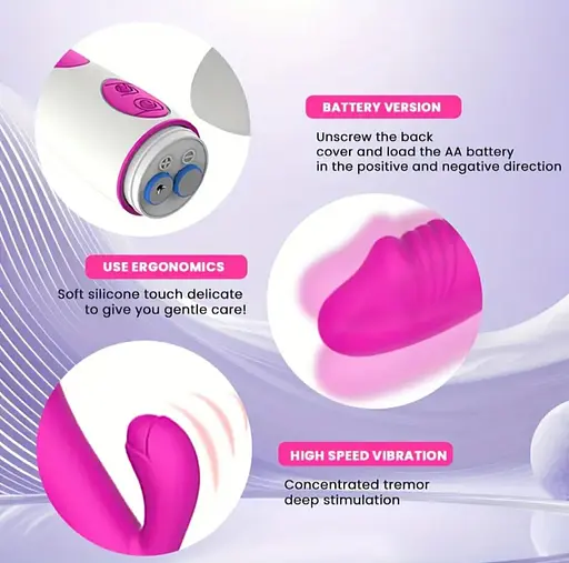 Багатофункціональний вібратор-кролик, стимулятор точки G і клітора, з проникненням і масажем. Рожевий - фото 11