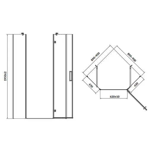 Душевая кабина Cersanit Jota 90x90 см п' угольная распашная прозрачное стекло без поддона black S160-015, Белый, прозрачный, белый - фото 2