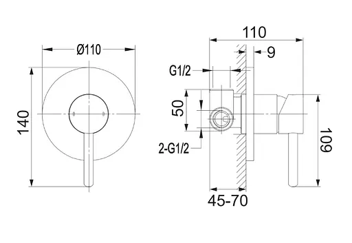Набір гігієнічного душу прихованого монтажу Omnires Y black matt SYSYBI1BL, Чорний матовий - фото 2