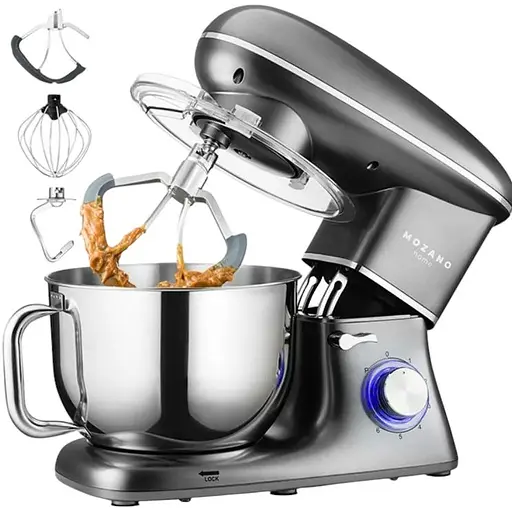 Кухонный комбайн Mozano профессиональный тестомес Kitchen Machine 2300 Вт чаша 6,2л Silver