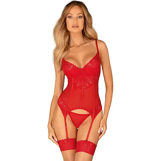 Корсет Obsessive Ingridia corSet & thong XL/2XL