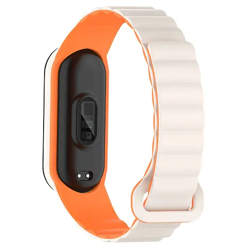 Ремешок Dual-color Magnetic для Xiaomi Mi Band 9/8/10 White/Orange - фото 2