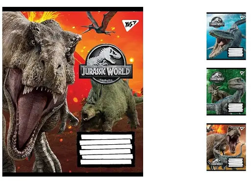 Зошити учнівські 48 аркушів лінія. YES Jurassic World. Genetic failure, зошит дя записів 10 шт. в упаковці