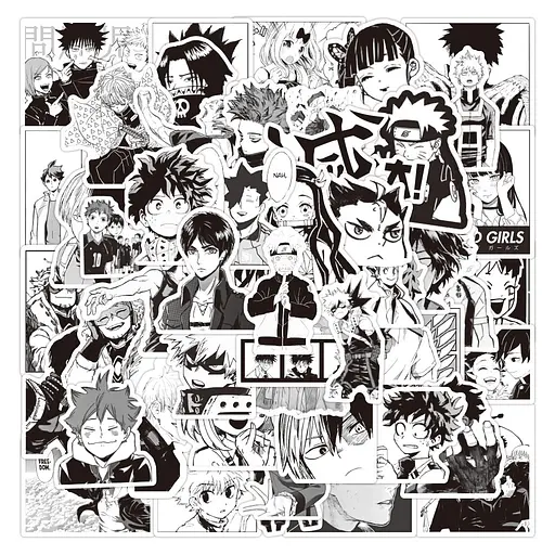 Стікерпак Манга емоції: Чорно-білий світ Набір наклейок GeekLand Manga Emotions: Black and White World 50 штук - фото 3