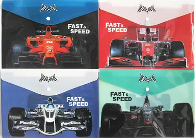 Папка-конверт на кнопці А4+ Машина спортивна, 18 мкм, 23.5x33 см, 4 шт. в упаковці