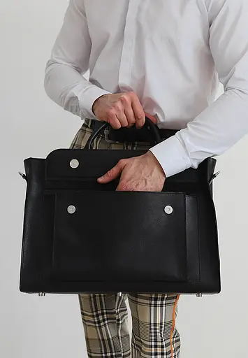 Шкіряна сумка для ноутбука та документів Універсальна чорна - фото 3