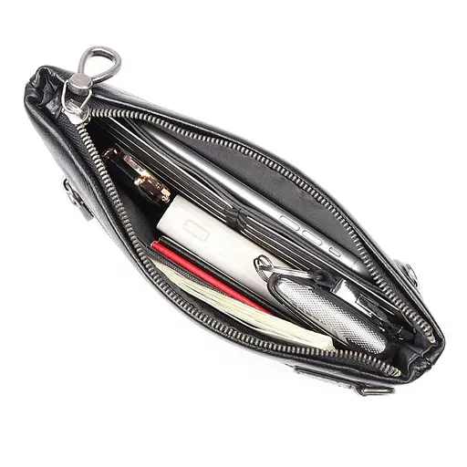 Кожаный клатч для мужчин черный John McDee 24х5х14.5 см sum0028465 - фото 5