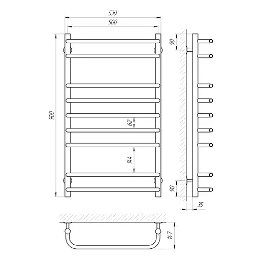 Електрична рушникосушка Laris Стандарт П9 500x900 Е 73207090 - фото 4