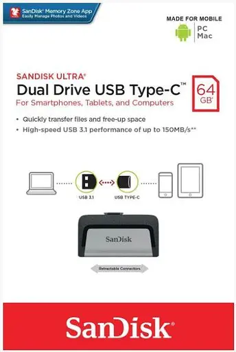 Флеш накопитель Type-C USB 3.1 SanDisk Ultra Dual Type-C 128Gb (150 Mb/s) - фото 5