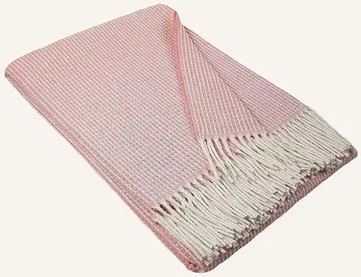 Плед бавовняний Vladi Валенсія Верона 140х200 біло-рожевий (10381) - фото 1