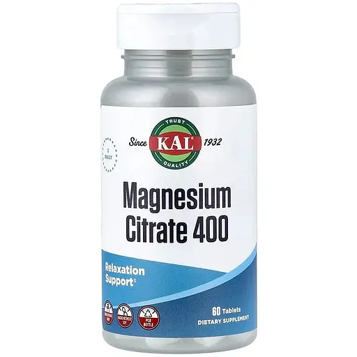 Витамины и минералы KAL Magnesium Citrate 400 mg, 60 таблеток - фото 1