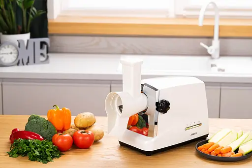 ARDESTO Мясорубка, 1750Вт, продук.-2 кг/мин, 3 решетки + для ковб., кеббе, 4 терки, бело-серебристый - фото 8