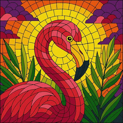 Картина по номерам "Витраж. Фламинго" ©art_selena_ua KHO5165, 30х30 см