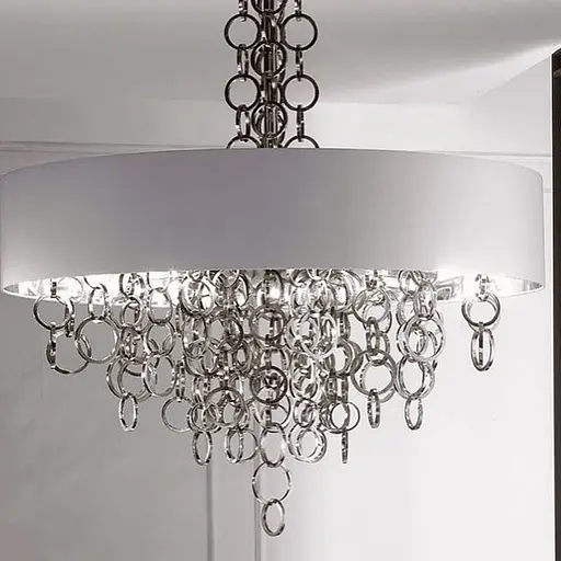 Люстра из серии Curtis в хроме с белым абажуром Ø 60 см Line F | Ст. MJ32-600 WT - фото 1