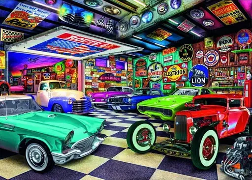 Пазл Trefl Время чаепития: Гараж коллекционера автомобилей 1000 эл. (10845) - фото 2