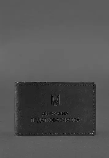 Кожаная обложка на удостоверение Государственной налоговой службы черная Crazy Horse - фото 2