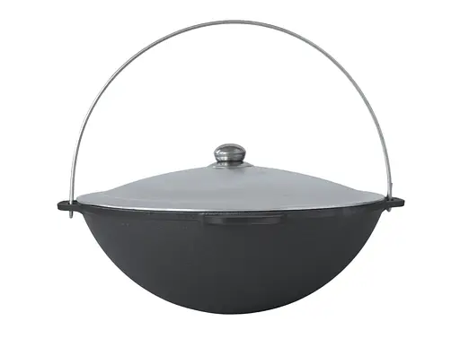 Казан чавунний азіатський 8 л з алюмінієвою кришкою, триногою та чохлом - фото 3