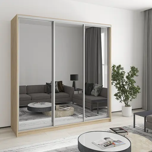 Шкаф-купе трехдверный MebelStar Комбо AL 3 Зеркала 200x45x240 см Дуб сонома (MBS-1711)