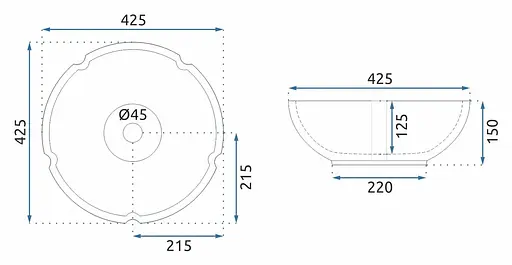 Умивальник Rea Marina blue накладний REA-U3300, Цветной - фото 5