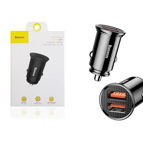Автомобильное зарядное устройство для Baseus Circular Plastic А+А 30W Black CCALL-YD01 - фото 5