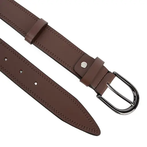 Ремень женский кожаный под джинсы SF-3554 коричневый  прошитый (130 см) - фото 3